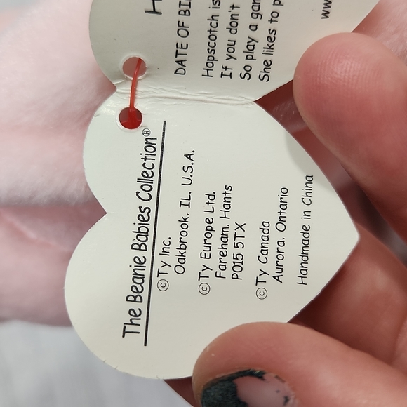 🕸Vintage Beanie Baby Hoppity The Rabbit 1996 Series Tag Errors P.E. PELLETS - Picture 6 of 10